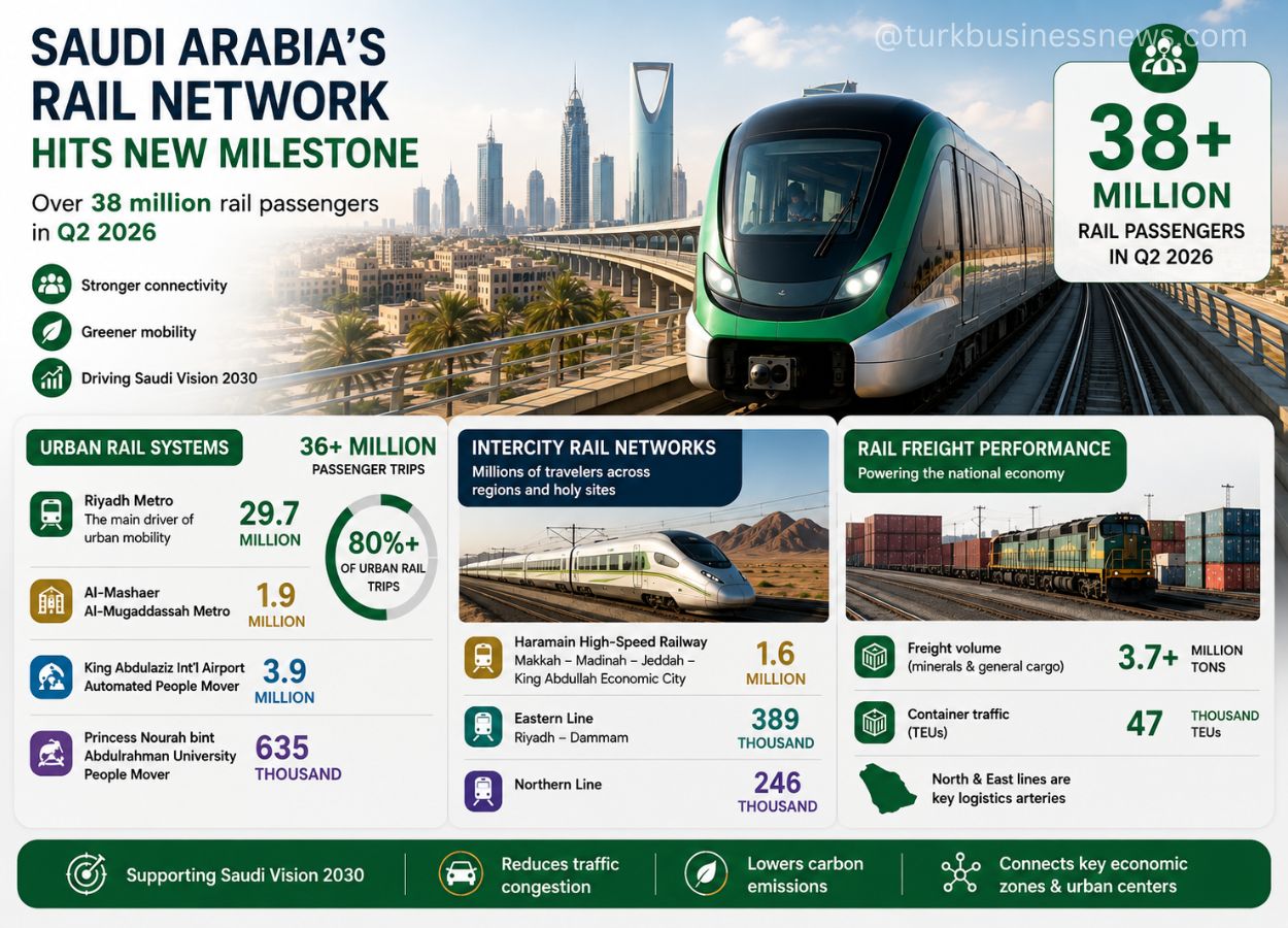 Riyadh Metro Drives Surge in Saudi Rail Passengers to 38 Million in Q2 2026